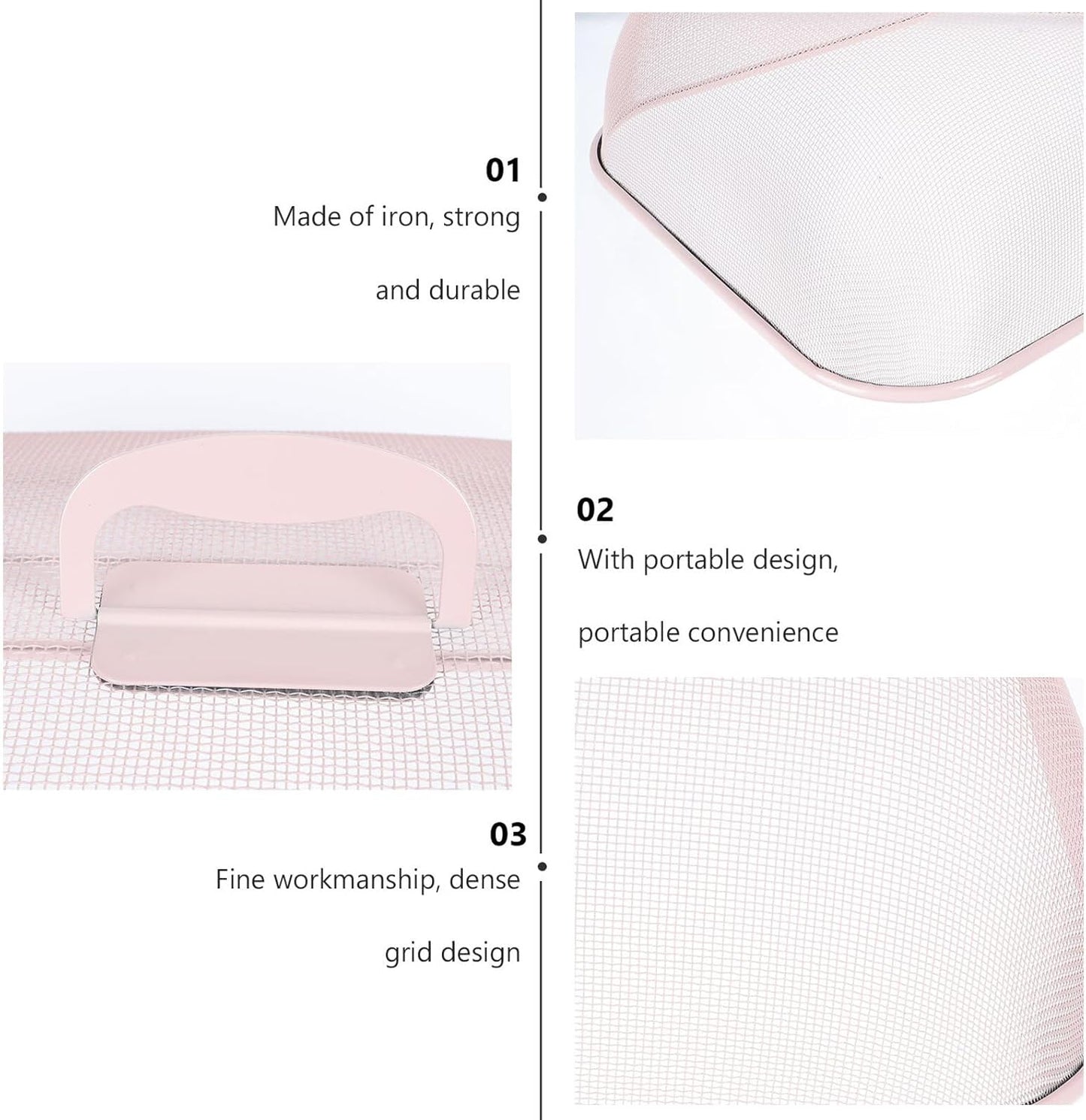Large Pink Iron Food Cover Dustproof Kitchen Food Protector for Household and Restaurant Use Fresh-keeping Serving Dish Cover