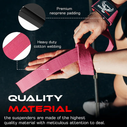 BEAST RAGE Lifting Wrist Straps for Weightlifting, Straps Gym Grip Power Workouts Lifting Straps Padded Neoprene & Premium Cotton Men Women, Deadlift Bodybuilding Exercise Lifting Straps