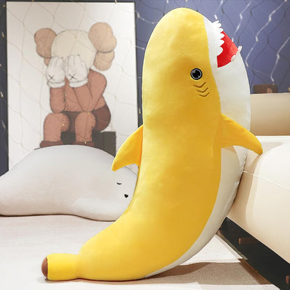 PEACH CAT Banana Shark Plush 21" Large Shark Stuffed Animal Soft Banana Plush Toys Gifts for Kids Yellow