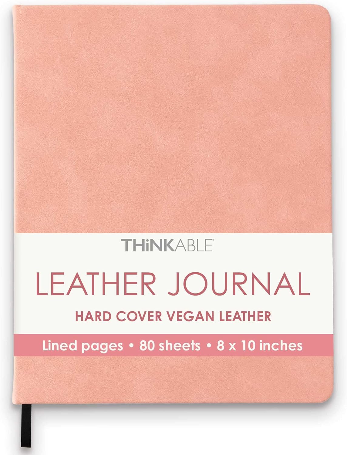 THiNKABLE Pink Journal Notebook, A4 Lined Vegan Leather Hard Cover Journal for Writing, 8.25x10.25 inches, Pretty Notebook For Work, Pastel Notebook for Office