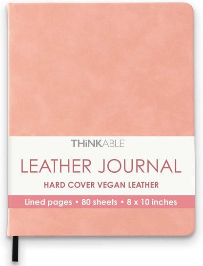 THiNKABLE Pink Journal Notebook, A4 Lined Vegan Leather Hard Cover Journal for Writing, 8.25x10.25 inches, Pretty Notebook For Work, Pastel Notebook for Office