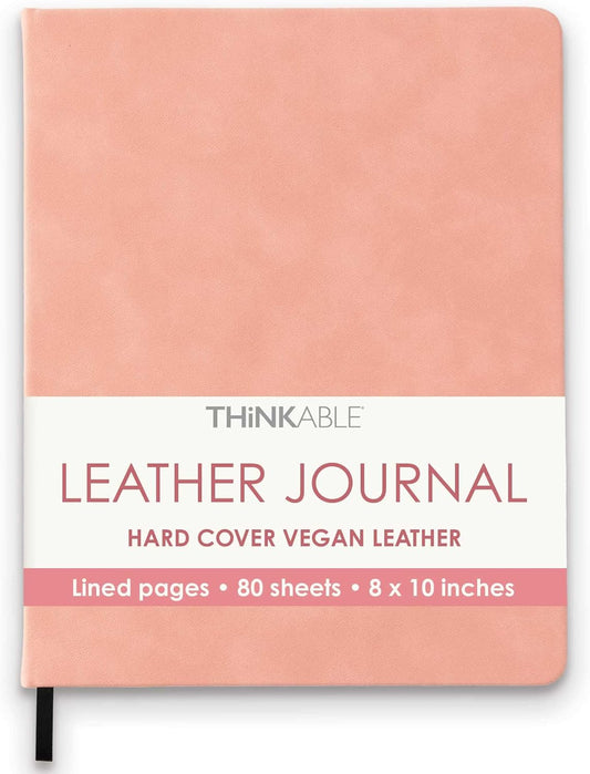 THiNKABLE Pink Journal Notebook, A4 Lined Vegan Leather Hard Cover Journal for Writing, 8.25x10.25 inches, Pretty Notebook For Work, Pastel Notebook for Office