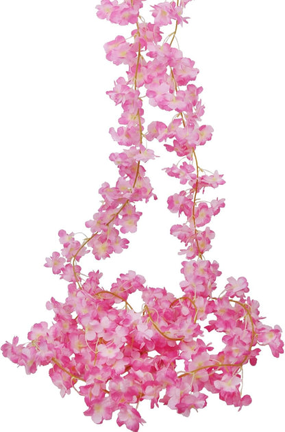 CITYES 2 Pcs Artificial Cherry Blossom Flower Vines Cherry Blossom Garland 18.48 ft Hanging Silk Flowers Vines Fake Flower Garland Outdoors for Home Wedding Garden Party Arch Office Decor Pink