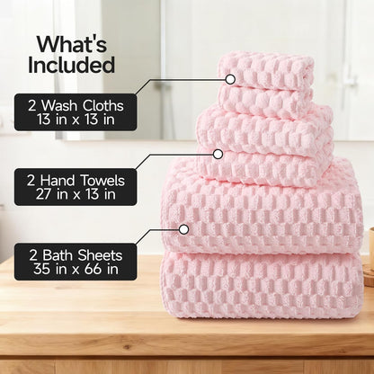 REDKISS Pink Microfiber Bath Towels Set of 6-35x70 Inches Oversized Bath Sheets, Extra Large Bath Towels Set of 6 for Adults, Super Soft Quick Dry Lint Free Absorbent Microfiber Shower Towels