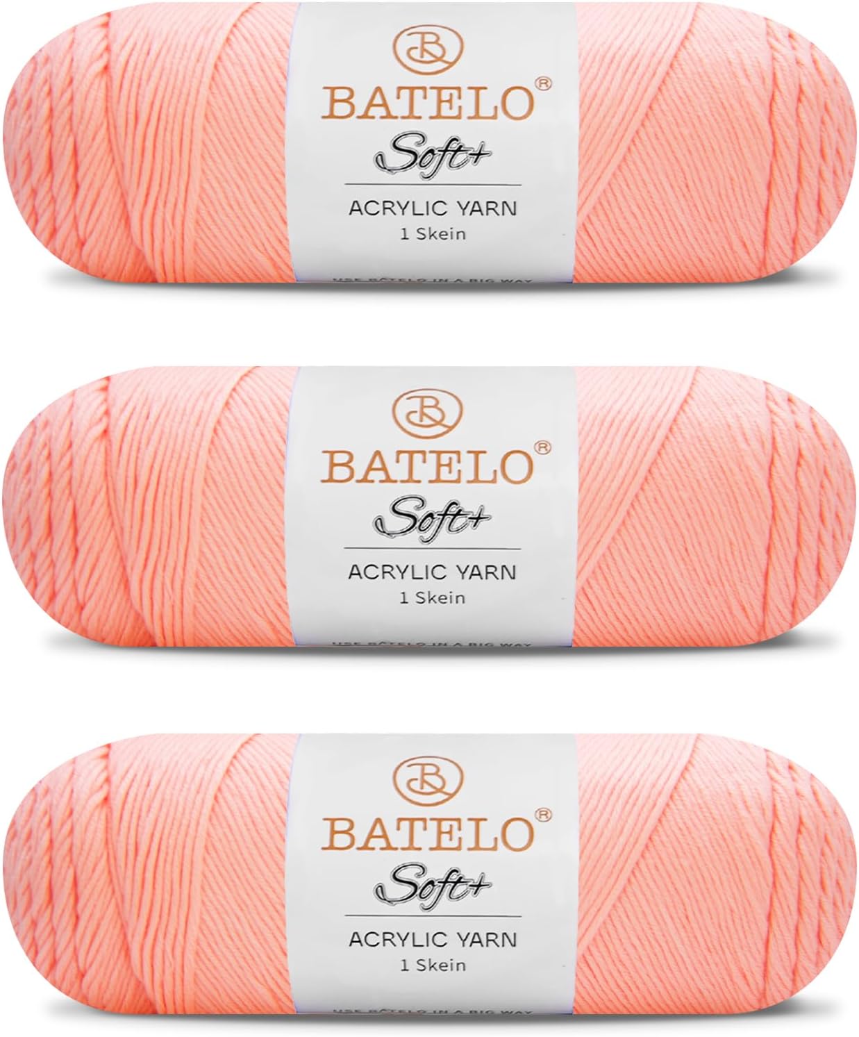 Soft Peach Pink Yarn 1008 Yards - 3 Pack Acrylic Yarn of 200g/7.5oz - 4 Medium (Worsted) - Crocheting, Knitting, Amigurumi, Craft