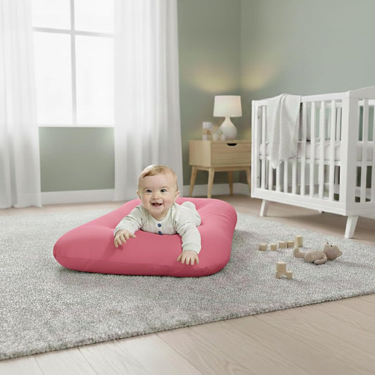 Baby Lounger 0-24 Months,Bionic Design Infant Lounger for Home and Travel with Cover,Breathable Baby Nest Waffle Fabric & 3D Support Newborn Babies Essentials Gifts,Peach Pink