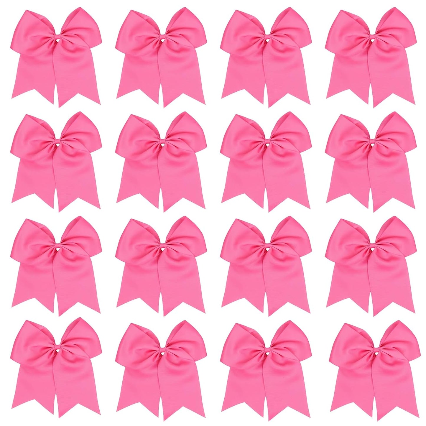 16 Pcs Valentines Large Cheer Hair Bows Grosgrain Ribbon Elastic Bands Handmade Ponytail Holder For Cheerleading Girls School College Sports (Large Pink)