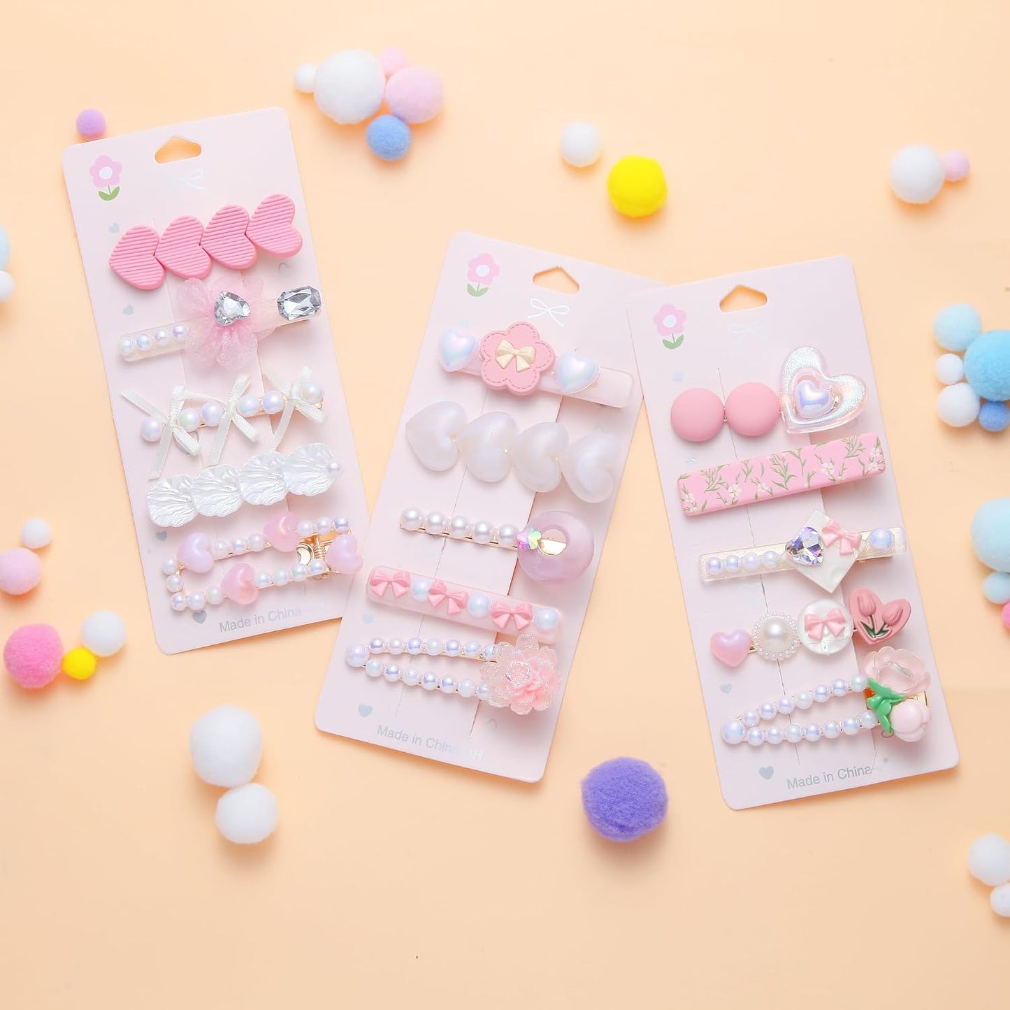 3 pack Hair Clips for Girl and Women 2.36 inch Fashion Hair Clips Set Pearl Acrylic Resin Hair Accessories for Thick Hair