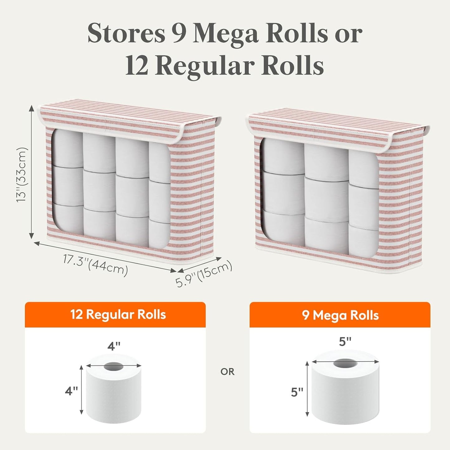Lifewit 22L Toilet Paper Storage Holder for 9 to 12 Rolls, Foldable Fabric Toilet Paper Basket with Lid, Freestanding Bathroom Tissue Storage and Organization for TP, Towels and Toiletries, Pink