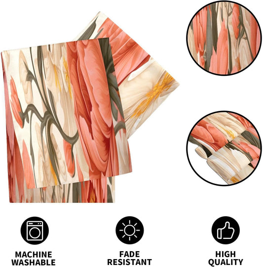 Peach Floral Table Runner 18 x 72 Inch Long Kitchen Dining Table Runners Farmhouse Rustic Table Runners for Wedding Banquet Party Decoration