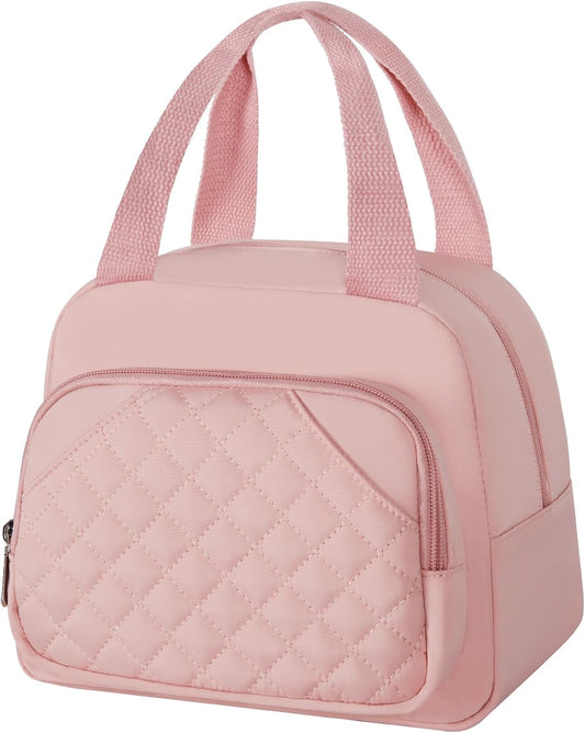 Lunch Bag for Women Men Adults, Insulated Lunch Box for Work, Reusable Lunch Tote Bag Leakproof Cooler Lunch Bags for Work Travel Office Camping - Pink