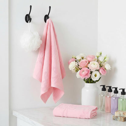 Kifmurase 2PCS Pink Hand Towels for Girl Bathroom Decor, Pink Bow Face Towels Cotton Soft Absorbent Decorative Jacquard Facecloth, Cute Bath Towel for Kitchen Bathroom Decor, 29.5 × 13 inch
