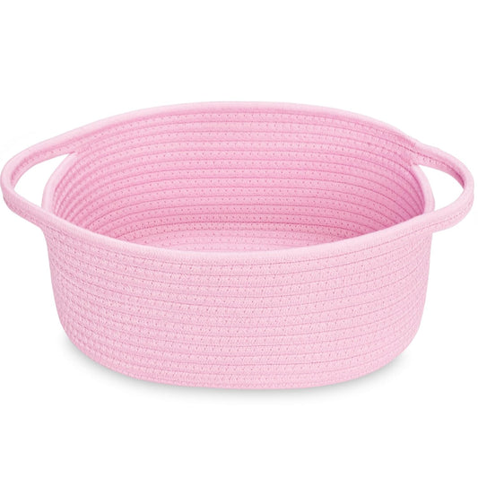 ABenkle Small Woven Baskets, 12"x8"x5" Rope Baby Toy Storage Basket with Handle, Durable Gift Basket Empty for Graduation Easter Christmas