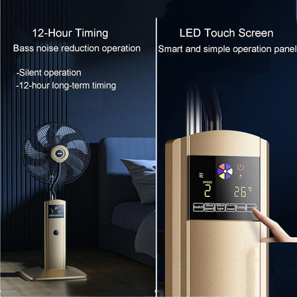 Pedestal Oscillating Fan Standing Misting Fan with 3-Speed, Humidifying Misting Fan with Remote Control, Intelligent Control Panel, 12-hour Timer, for Bedroom, Living Room, Terrace, Study, Office(Pink