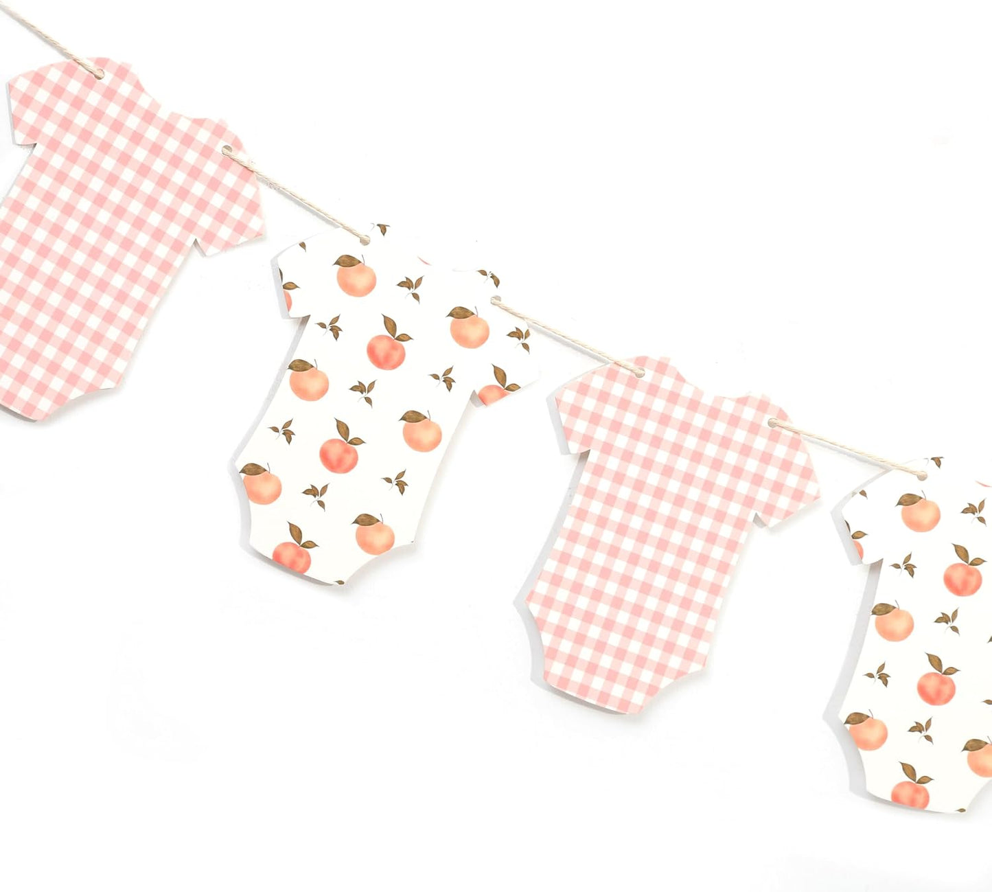 Peach Baby Shower Bodysuit Banner - Peach Party Birthday Decor,Girl Fruit Baby Shower Banner,Pink Gingham Party garland(peach)