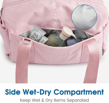 G4Free Small Gym Bag for Women 14 Inch Mini Gym Duffle Bag with Wet Compartment Cute Duffel for Travel Sport Workout (Pink)