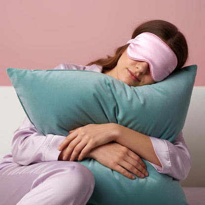 4 Pack Sleep Mask Silk Eye Mask Block Light Eye Sleep Shade Cover Blindfold Reduces Puffy Eyes Traveling Gifts for Night Sleeping Office Travel Party Games Suitable for Men Women (Pink)