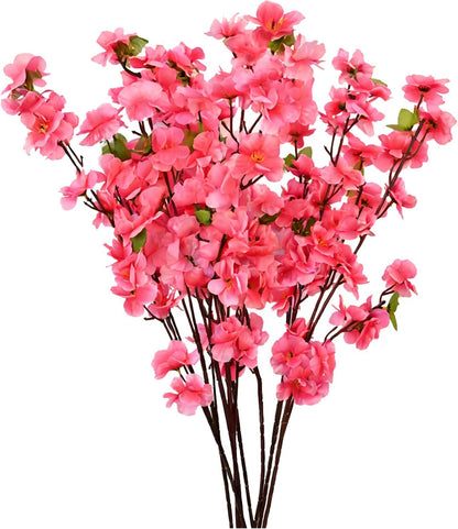 8 Pack Artificial Cherry Blossom Branches - 23.6 Inch Pink Spring Flowers Real Touch Silk Flowers with Bendable Stems for Vase, Wedding, Home Office Decor, Spring Floral, Party & Event Decor