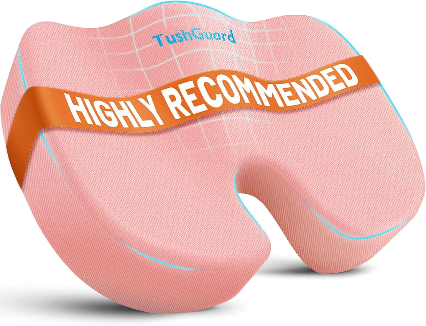 TushGuard Seat Cushion for Office Chair Memory Foam Non-Slip Cushion Back, Relief Chair Pad, Butt Pillow for Office Chair, Car, Computer Desk, Pink