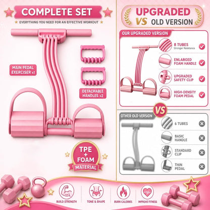 Pedal Resistance Band with Handle Upgraded 8-Tube Resistance Bands with Handles Set, 3-in-1 Multifunctional Chest Expander, Back Puller and Stretching Rope,Detachable Pedal Exerciser for Home