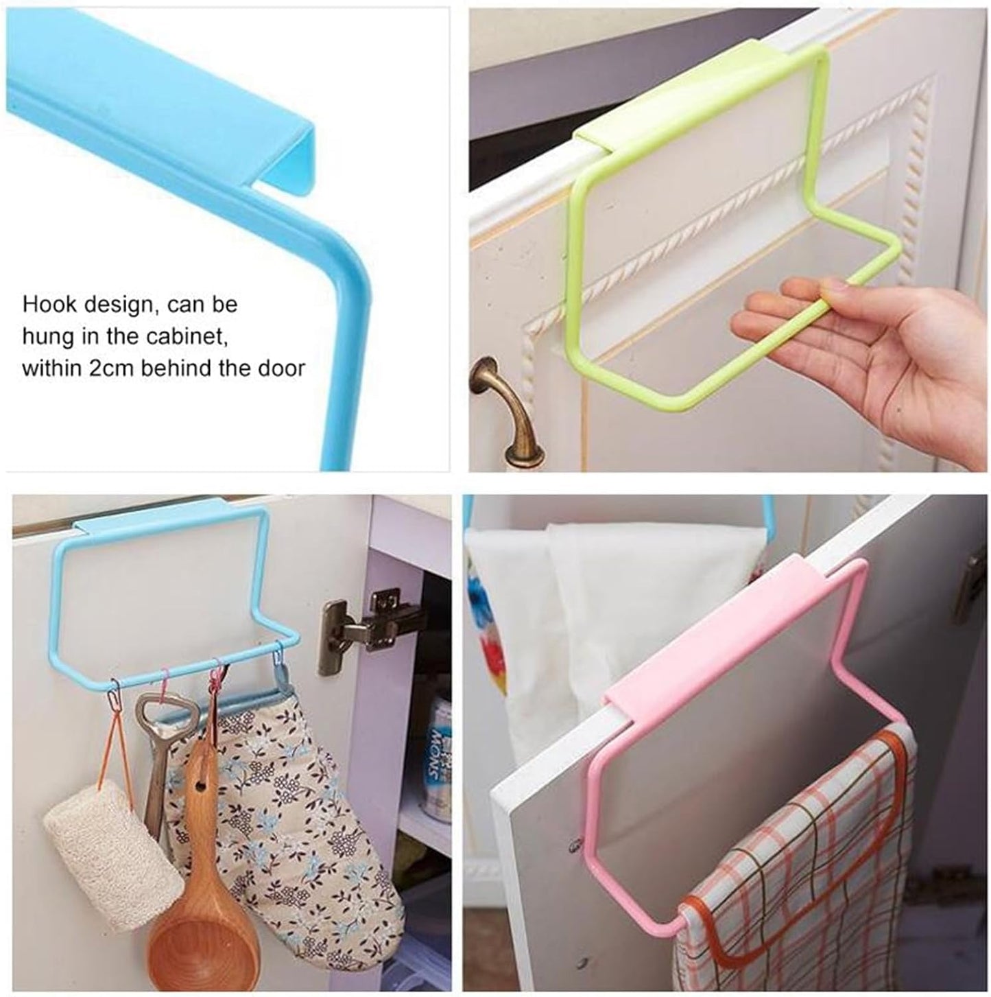 1/2Pcs Plastic Hanging Holder Multifunction Towel Rack Cupboard Cabinet Door Back Home Storage Organizer Kitchen Accessories(Pink,1pc)