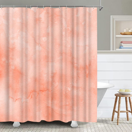 FuShvre Coral Shower Curtain Peach Colored Marble Shower Curtains for Bathroom Abstract Bathroom Decor Hooks Included 72"X72"