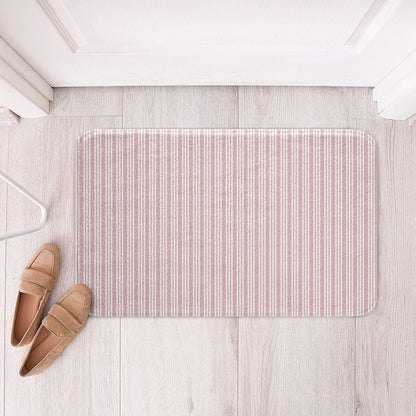 Feelyou Pink White Stripes Bathroom Rugs Microfiber 16"x24" Modern Striped Art Bath Mats Non-Slip Geometric Bathroom Accessories Floor Doormats Soft Door Mat