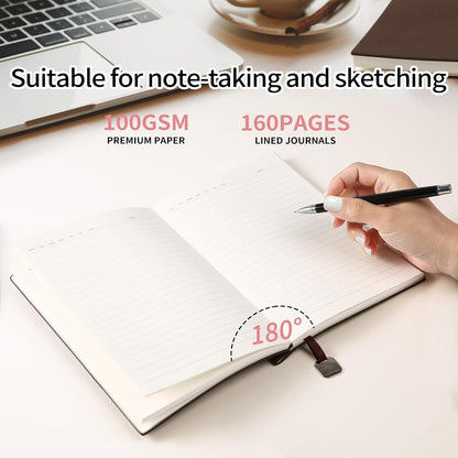 Lined Journal Notebook for Women A5 Softcover PU Leather Journals for Writing 160 Pages Daily Journaling College Ruled Notebooks for Work School Note Taking, Business 6.38'' X 8.28'' Pink