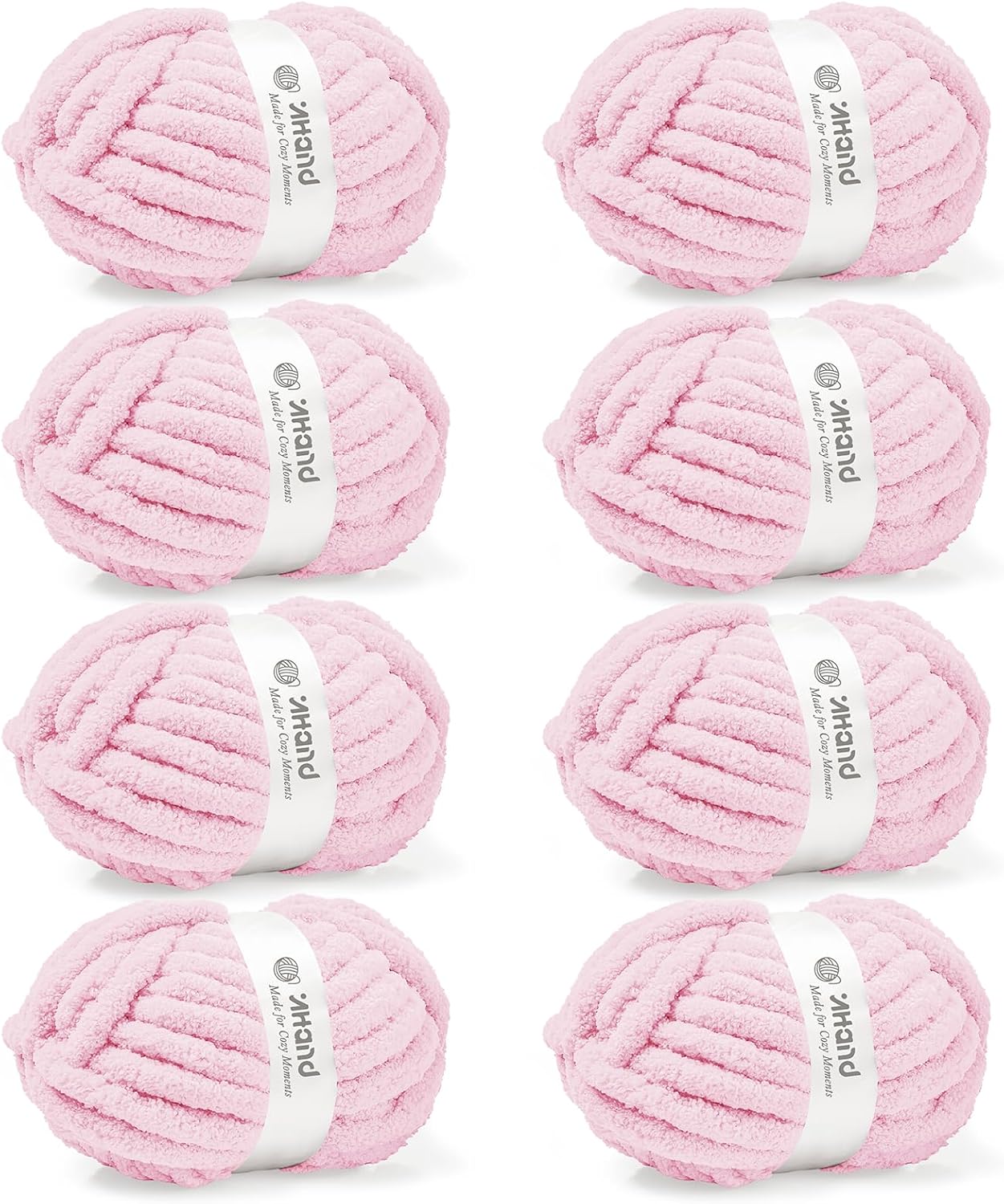 Inhand Baby Pink Chunky Chenille Yarn for Hand Knitting,Thick Bulky Mom Blanket Yarn for Crocheting,Soft Fluffy Yarn for Mother’s Day Gifts and Crafts for Women/Grandma,8 Pack (29.5Yds/8.4oz Each)
