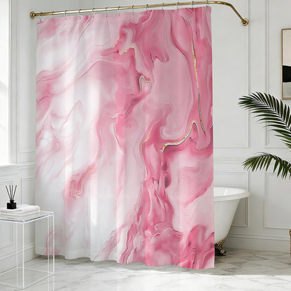 Mocsicka Shower Curtains for Bathroom, Pink Marble Shower Curtain for Bathroom, Pink and White Shower Curtain Modern Art Decor Waterproof Fabric Bath Curtain for Modern Bath Decor, 72 X 72 Inch