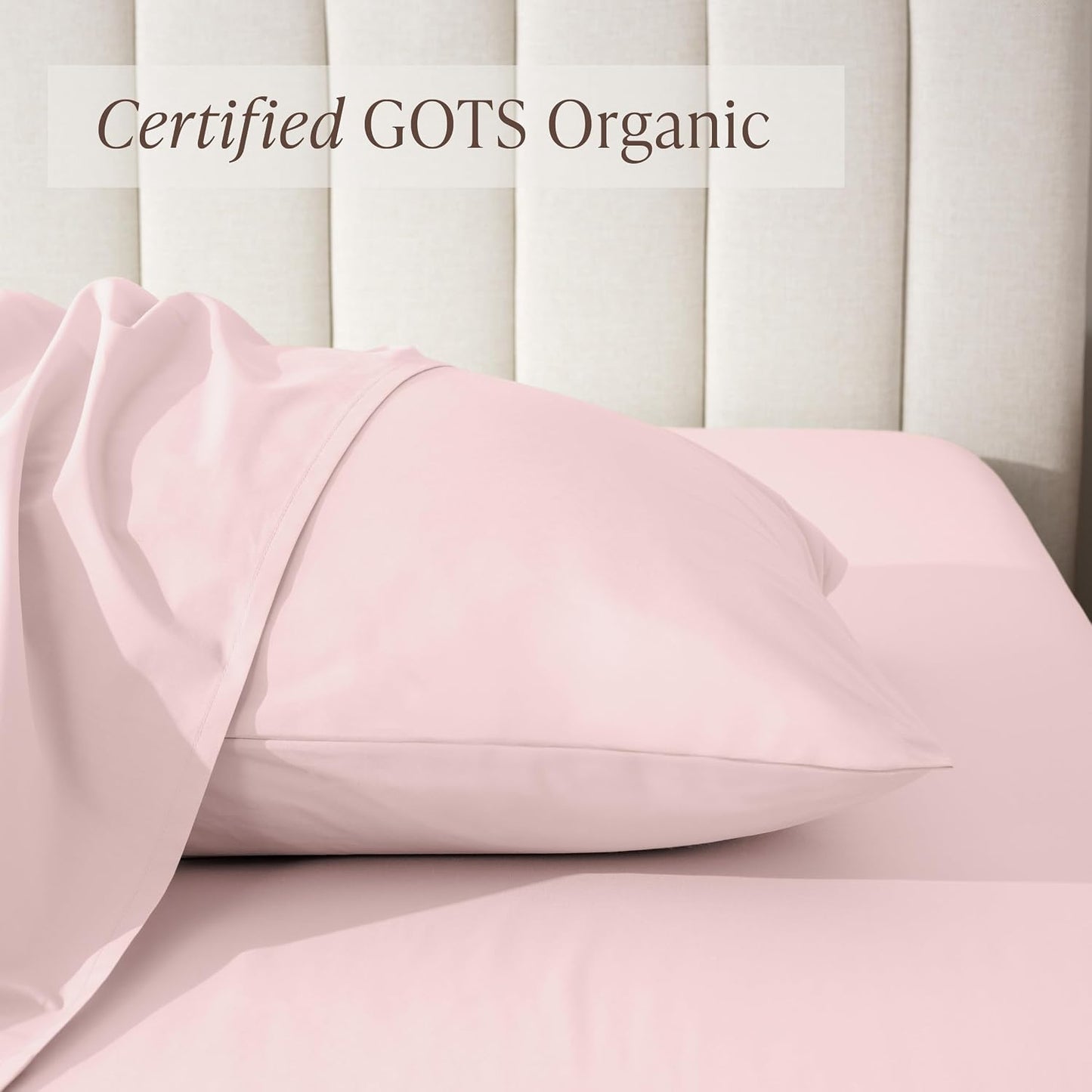 Bare Home 100% Organic Cotton Standard/Queen Pillowcase Set - Crisp Percale Weave - Pillowcases 2 Pack - Lightweight & Breathable (Standard Pillowcase Set of 2, Dusty Pink)