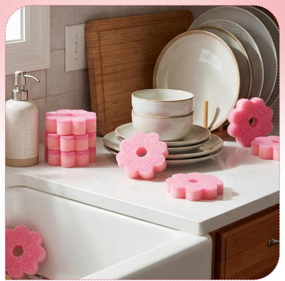 SiliFine 12 Pack Spring Flower Kitchen Sponges Bulk 3.15 x 4.7 Inch Scrub Sponge Dual Sided Scrubber Sponge Holiday Cleaning Sponges Dish for Dishwashing Kitchen Accessories Home Gift Decor
