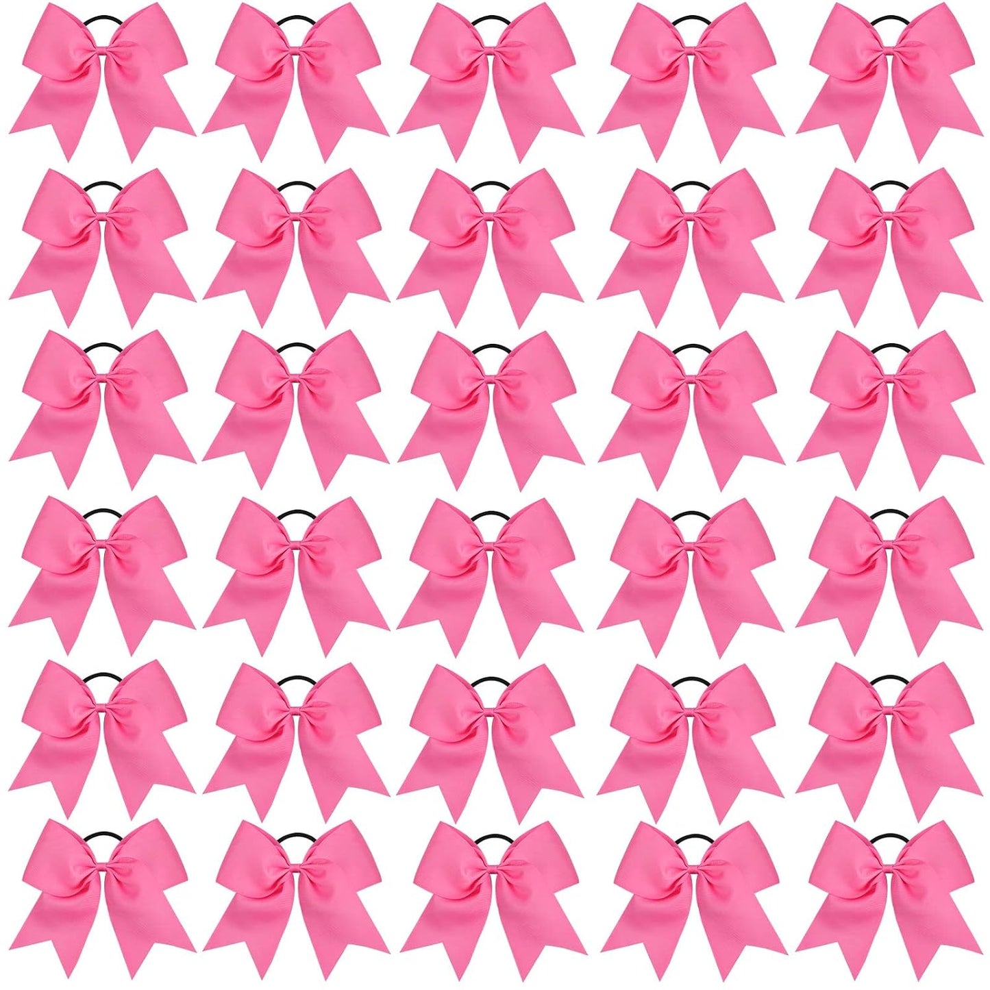 CN 30PCS 8" Large Cheer Bows, Cheerleading Bows Ponytail Holder for Girls, Grosgrain Ribbon Pink Cheer Hair Bows with Elastic Hair Tie for Cheerleader College Sports Softball Competition