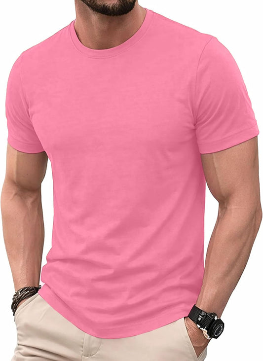 URBAN BUCK Neon High Visibility Lightweight Running Mens Shirt - Workout Swim UPF50+ Basic Short Sleeve Sun T-Shirt for Men