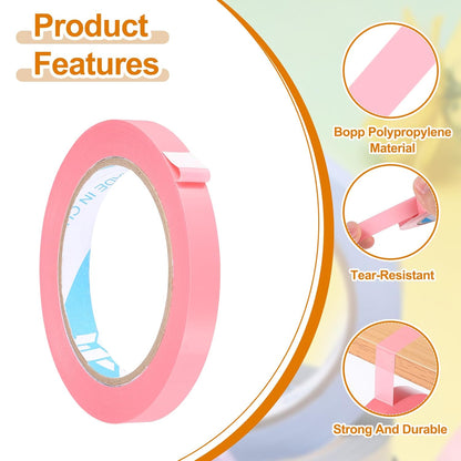 MECCANIXITY 10 Pcs Poly Bag Sealing Tape, 1/2" x 100 Yard Plastic Bag Sealer Tape Packaging Sealing for Shops Packaging Food Vegetable Meat Cake Bread Freezer Ice, Pink