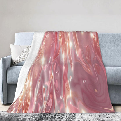 Pink Shiny Water Ripples Throw Blanket 80"X60" All Season Cover Ultra Soft Fleece Fuzzy Fannel Blankets for Couch,Bed Living Room Travel & Home Decor