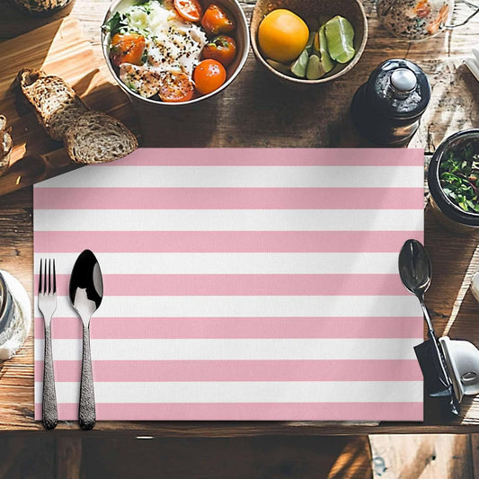 Placemat Pink and White Stripes Place Mats for Dining Table Striped Simple Style Washable Table Mats for Kitchen Tabletop Dining Decorations Set of 6