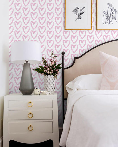 Timeet Pink Peel and Stick Wallpaper - Modern Heart Wall Decor, 17.7"x78.7", Self-Adhesive, Removable
