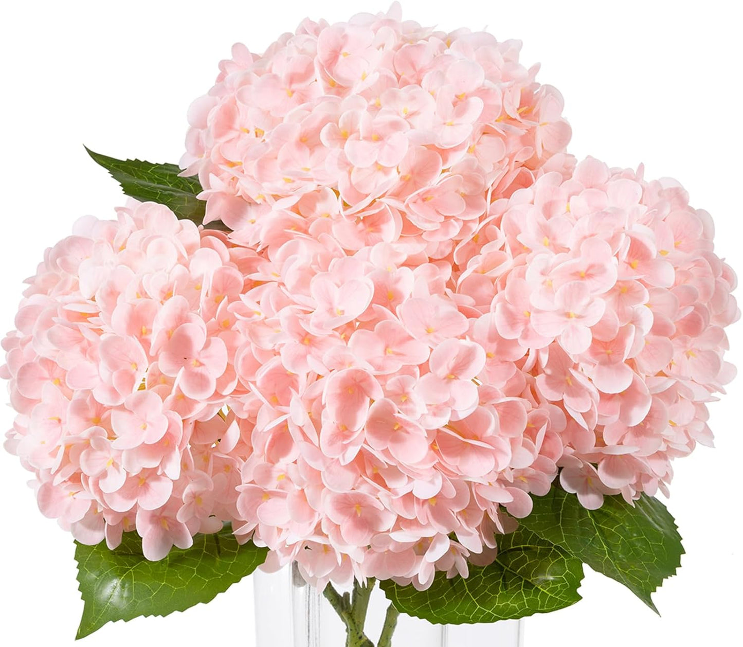 DuHouse 3Pcs Large Hydrangea Artificial Flowers,Latex Real Touch Hydrangea with Long Stems & Leaves for Home Decor Party Floral Arrangements Wedding Bouquets Centerpieces(Pink)
