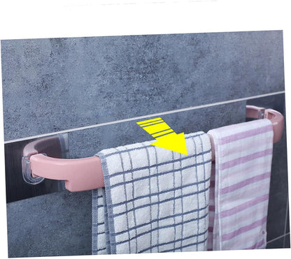 Wall Mounted Towel Rack Pink Self Adhesive Towel Shelf for Bathroom Kitchen Space Saving Storage