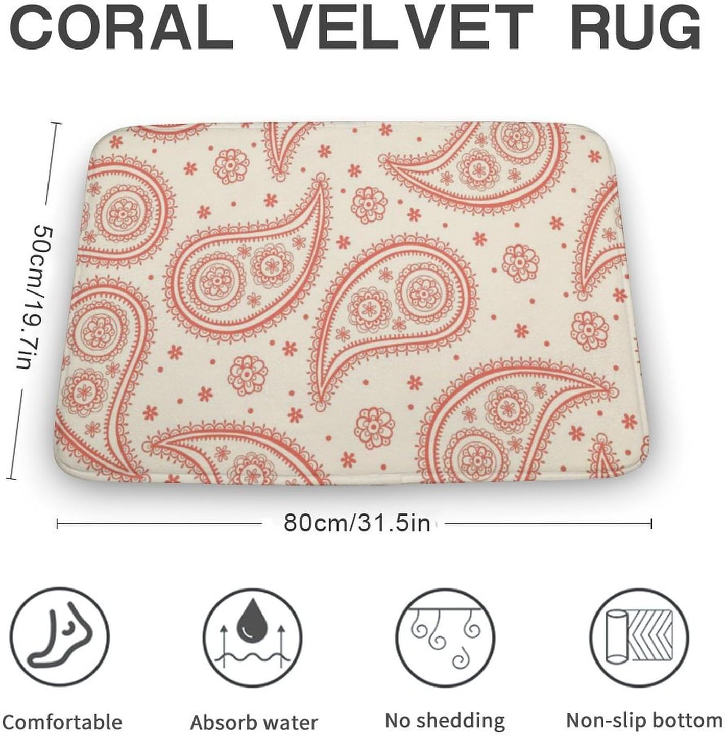 Pink Pattern Bathroom Rugs Mat, Non Slip Quick Dry Bath Mats for Bathroom Kitchen Home Decor Gift 19.7"x31.5"