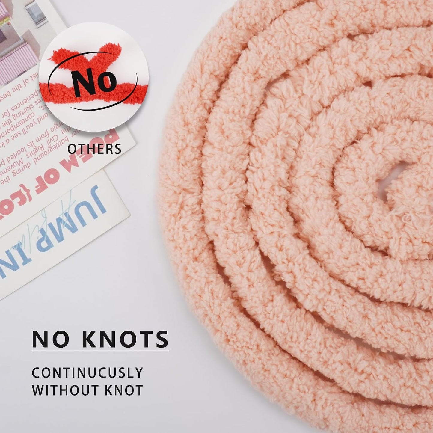Chunky Yarn for Hand Knitting, Chunky Chenille Blanket Yarn for Crocheting, Bulky Soft Fluffy Chenille for Blanket Project, 8 Pack of 8oz/25yds, Pale Peach