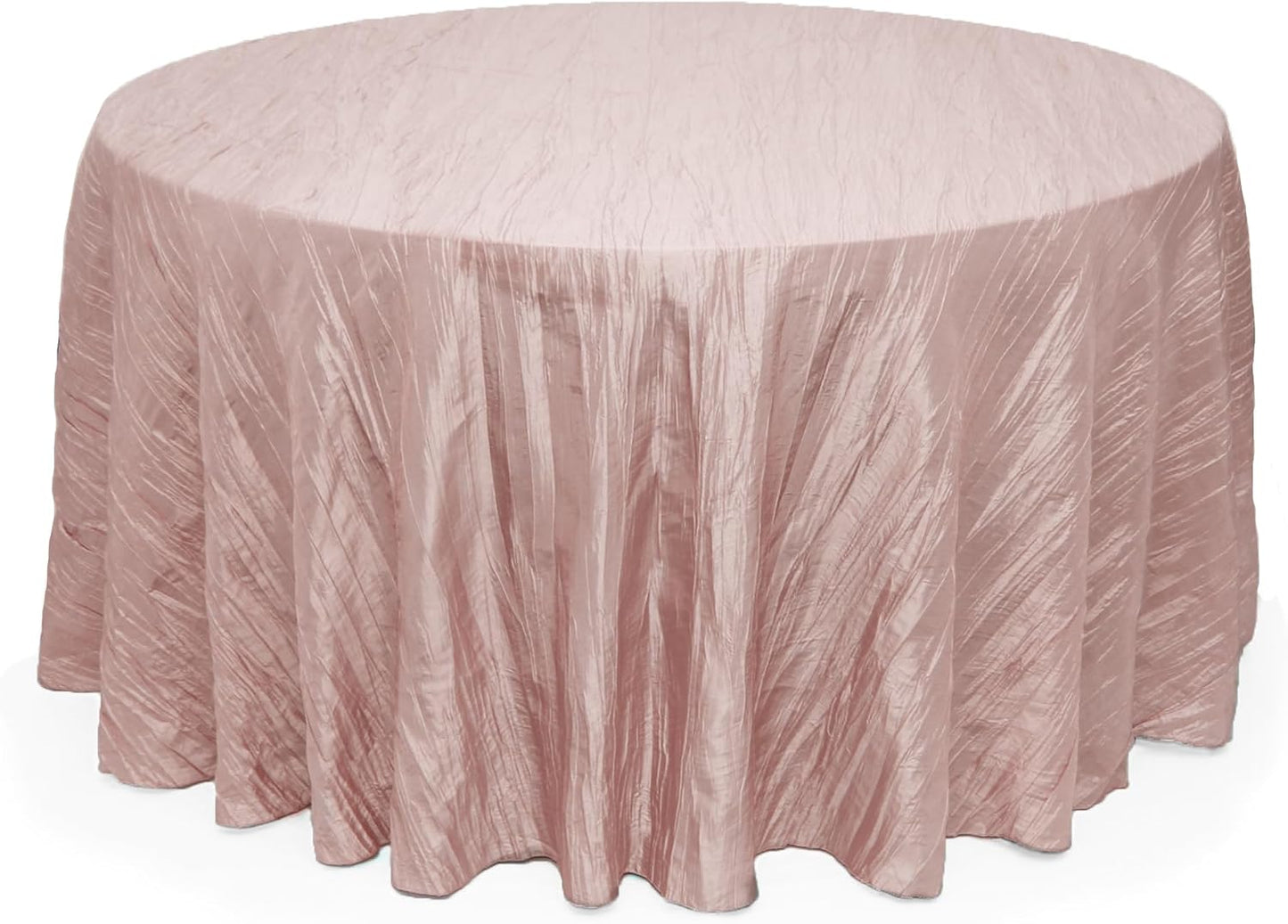 YOUR CHAIR COVERS - 120 Inch Round Crinkle Taffeta Tablecloth - Blush, Crushed Shiny Dining Table Cloth for Wedding Party Birthday Baby Bridal Shower