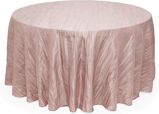 YOUR CHAIR COVERS - 120 Inch Round Crinkle Taffeta Tablecloth - Blush, Crushed Shiny Dining Table Cloth for Wedding Party Birthday Baby Bridal Shower