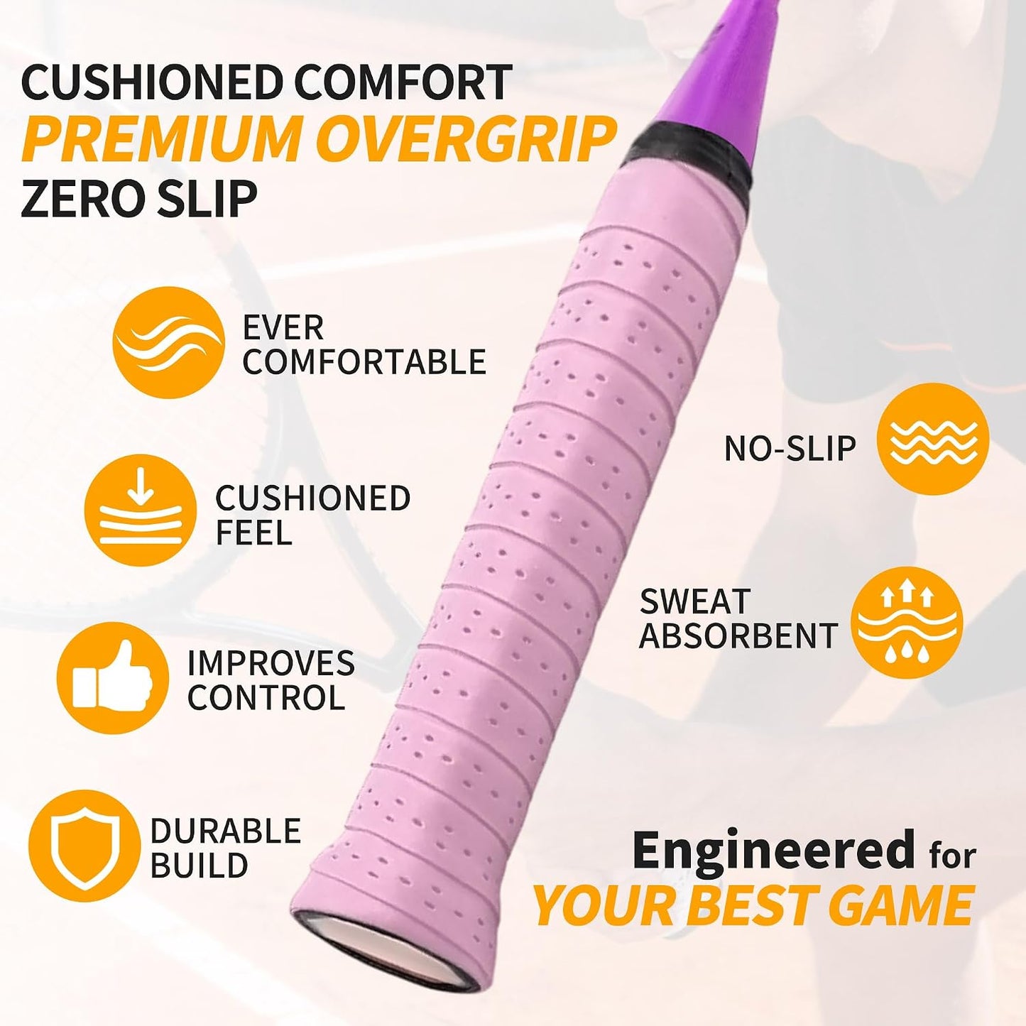 2 Pcs Tennis Racket Grip Tape, Badminton Grip Tape, Anti-Slip, Absorbent, Breathable Racket Overgrip Tape