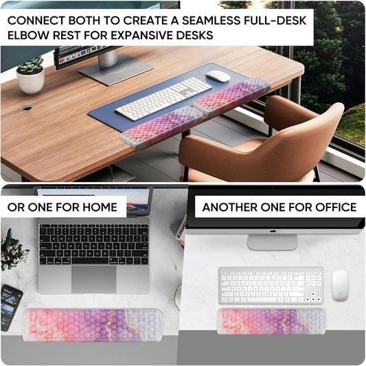 JIKIOU L-Shaped Desk Elbow Pad for Desk 2 Pack, Soft Memory Foam Elbow Support Padding with Non-Slip Base, Easy Typing Pain Relief Comfort for Office Work Gaming Marble Pink