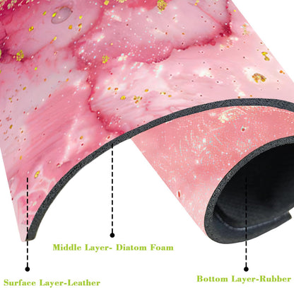 Sink Splash Guard Faucet Mat Pink Gold Marble Absorbent Fast Drying Mat Sink Gadgets Splash Guard Behind Faucet Drip Catcher for Kitchen Bathroom 15.5"X5.5"