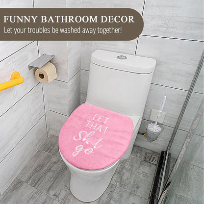 Funny Bathroom Decor Toilet Lid Cover Pink Bathroom Accessories Soft Fun Seat Covers 17.5"x15" Restroom Fits Most Oblong Round Elongated Toilet Lid Cute Home Room Decorations Pink
