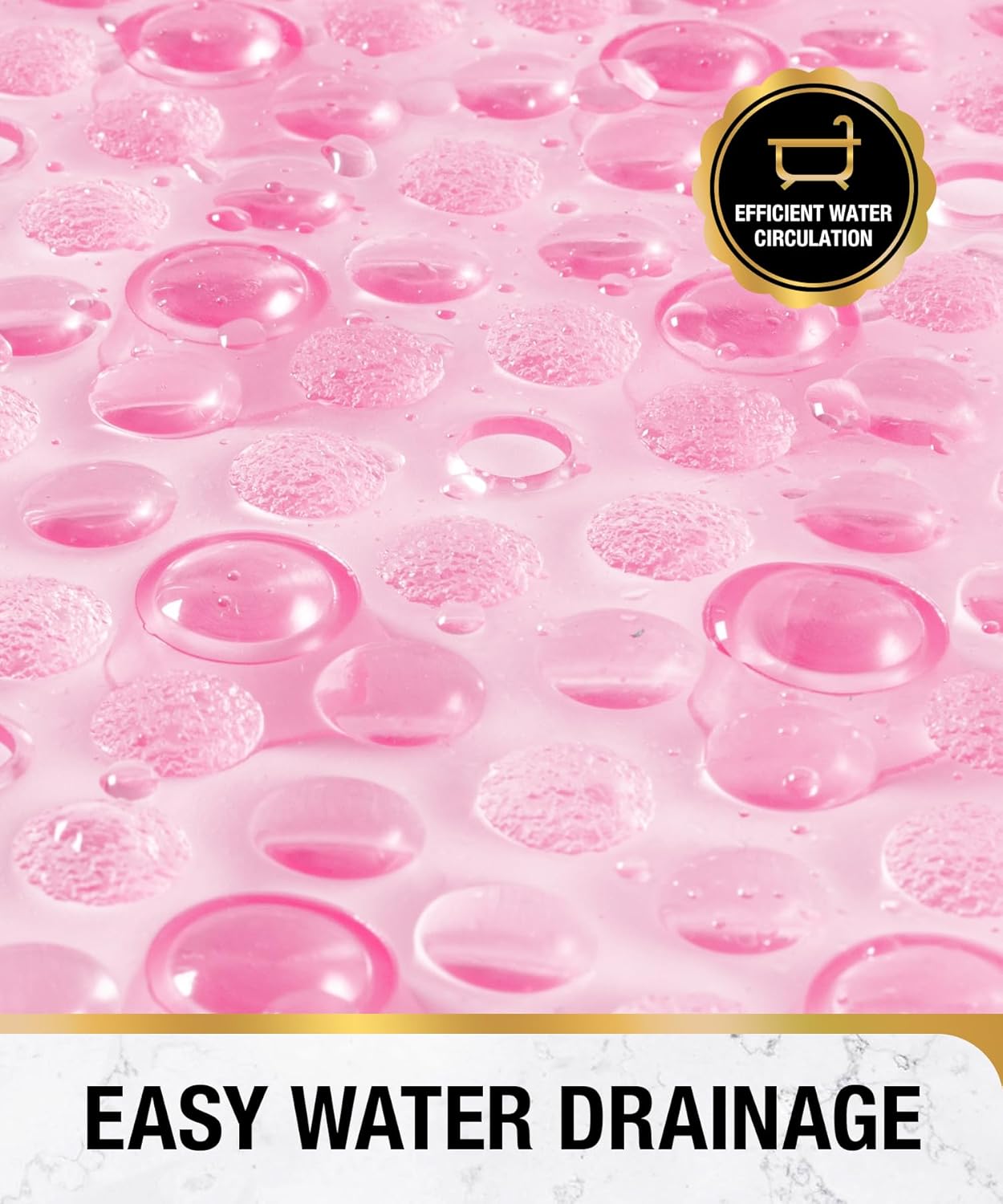 HITSLAM Oval Bath Mat for Tub, 27x15 Inch Bubble Bathtub Mat Non Slip, Machine Washable Bathroom Shower Mat with Drain Holes and Suction Cups, Bathroom Accessories Pink