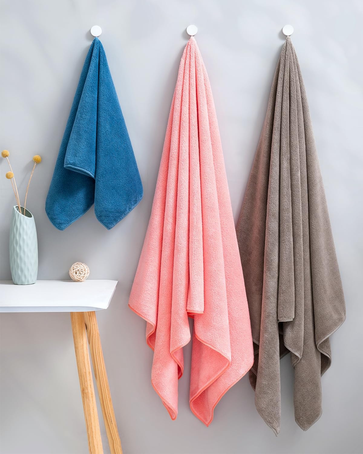 Lumimi Towel Set of 6 Very Soft Microfiber 3 Bath and 3 Hand Towels Quick Dry Light Weight for Bathroom Gym Salon, 6 Pack Pink Red